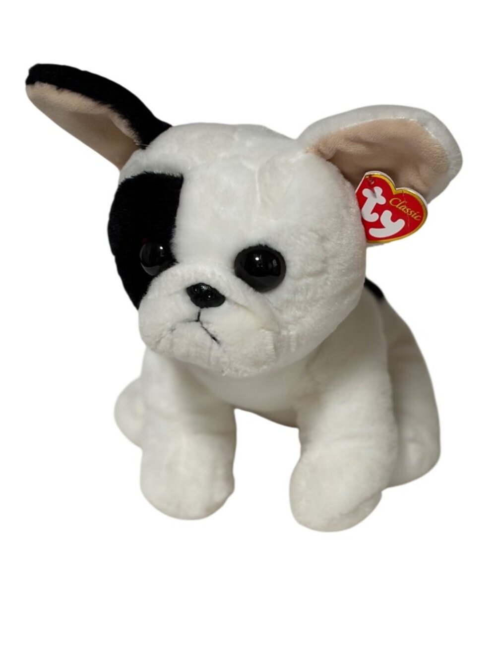 New Ty Classic Marcel Bull Dog Puppy Plush Stuffed Animal Toy White Black 10 in